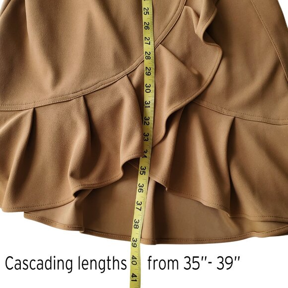 Calvin Klein NWT Career Dress Tulip Hem Tie Front Short Sleeve Deep Tan Size 4 - Picture 11 of 16